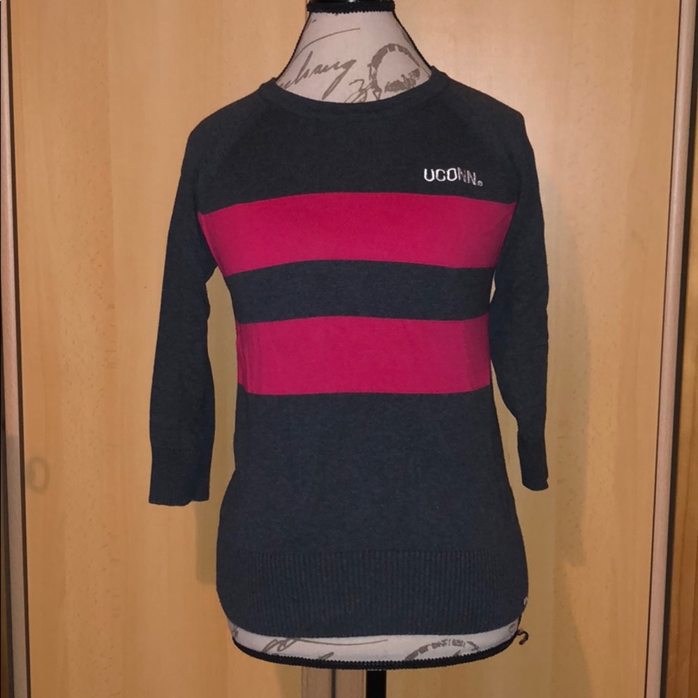 UConn 47 brand sweater grey & pink stripes size M